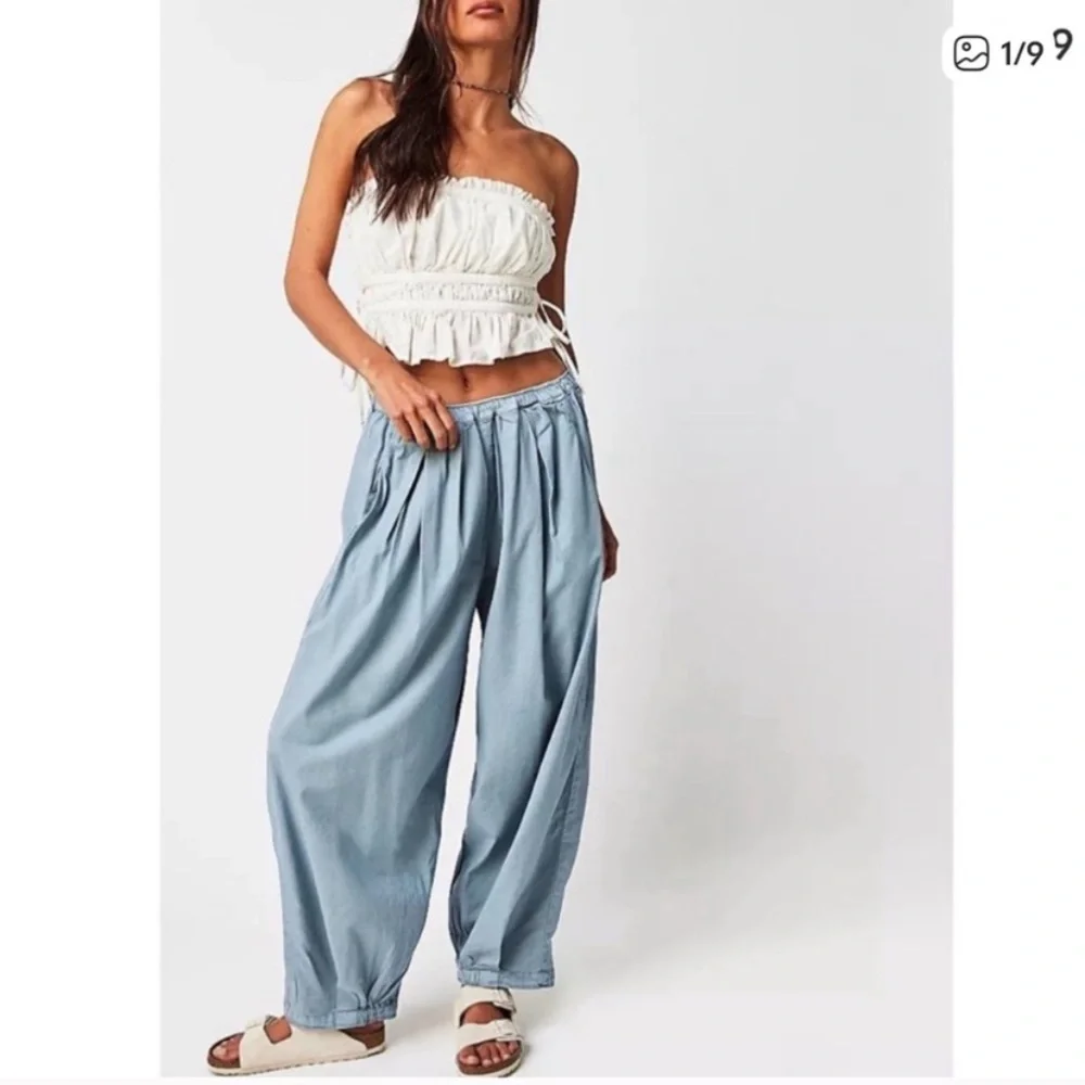 FREE PEOPLE To The Sky Parachute Low-rise Wide Leg Pant in Stormy Weather | XS - Picture 2 of 16